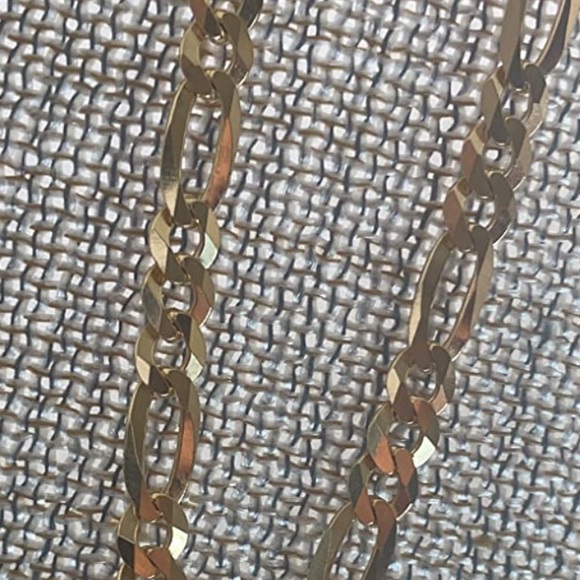 New Gold over 925 Sterling Silver Figaro Necklace - Picture 3 of 5